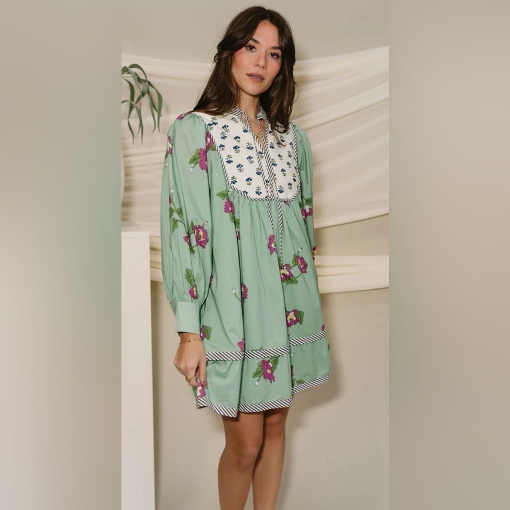 NEW umgee GREEN MIXED PRINT MINI DRESS size large